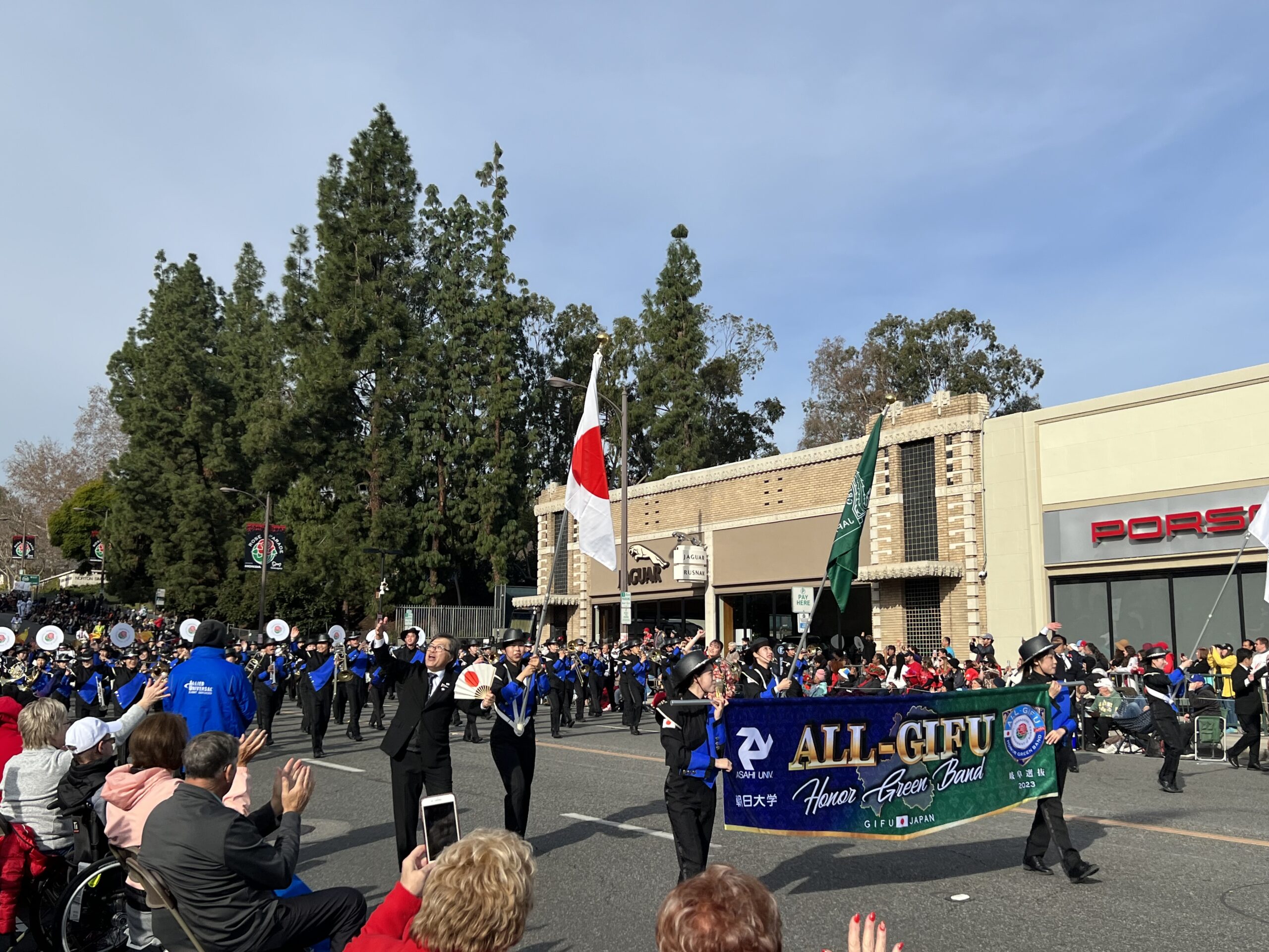 2023年美國玫瑰花車遊行 日本樂儀旗隊 All-Gifu Honor Green Band from Gifu, Japan (Rose Parade in Pasadena, CA)